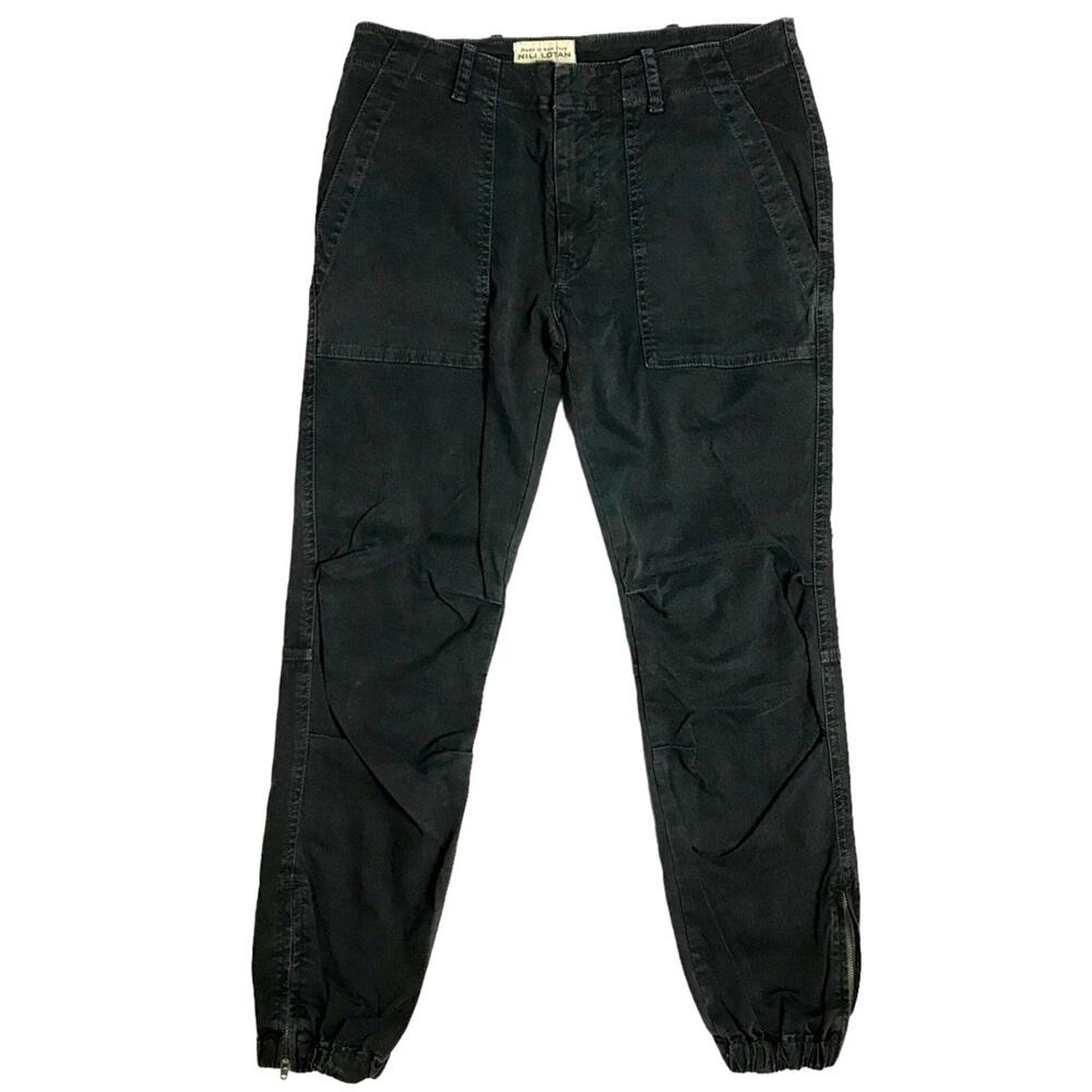 Nili Lotan Cropped Military Jogger Ankle Zipper Carbon Charcoal Black Pants 2 - Picture 3 of 13